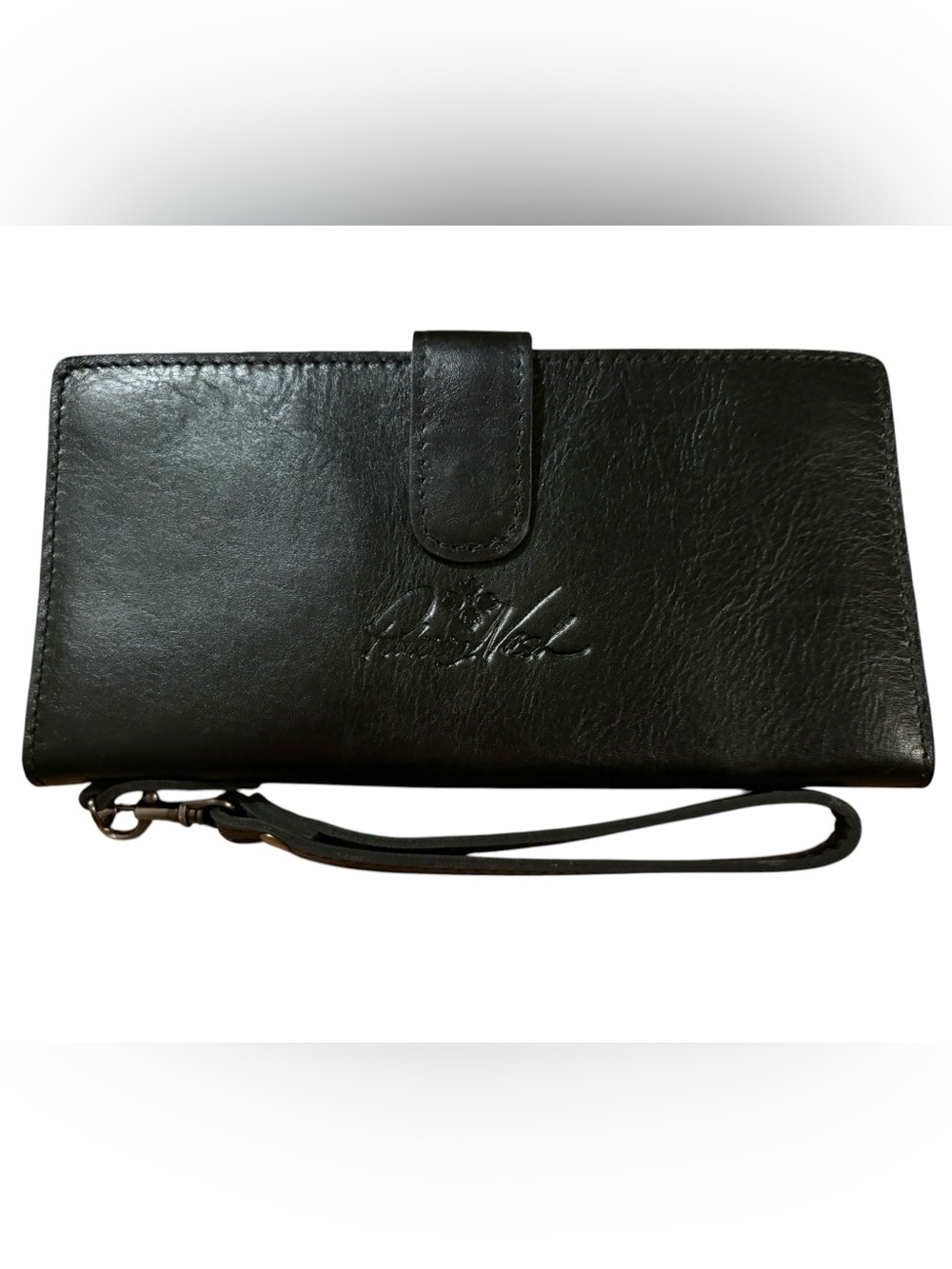 Patricia Nash Valentia 100% Full Grain Black Leather Wallet or Wristlet - Picture 1 of 4